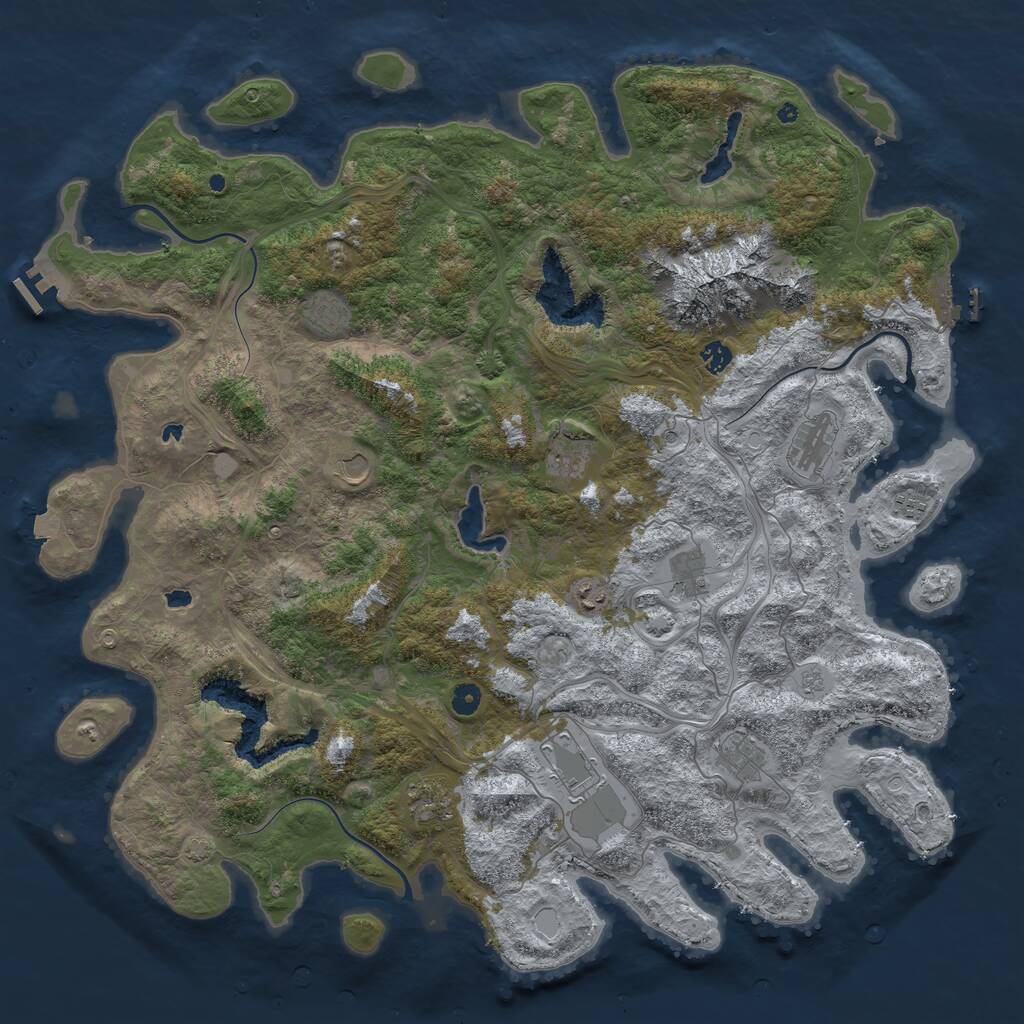Rust Map: Procedural Map, Size: 5000, Seed: 1594257364, 17 Monuments