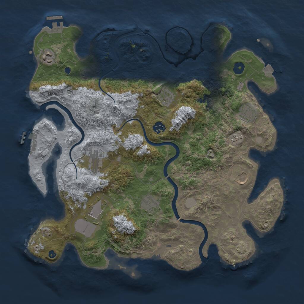 Rust Map: Procedural Map, Size: 3850, Seed: 1245464891, 14 Monuments
