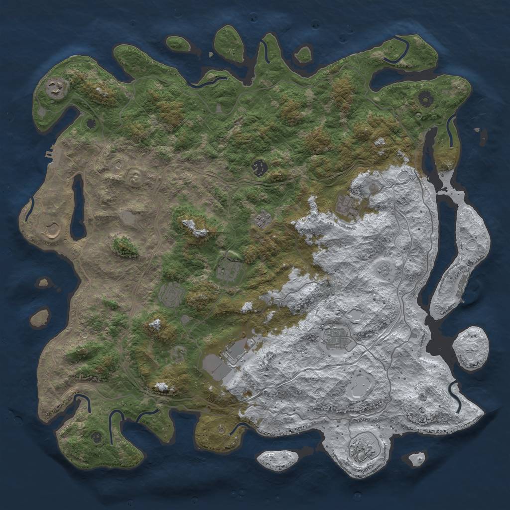 Rust Map: Procedural Map, Size: 4800, Seed: 2061247351, 19 Monuments