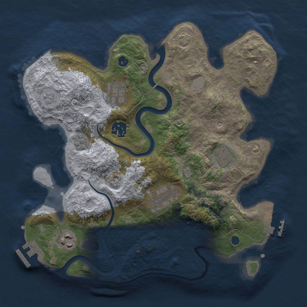 Rust Map: Procedural Map, Size: 3000, Seed: 24593, 12 Monuments