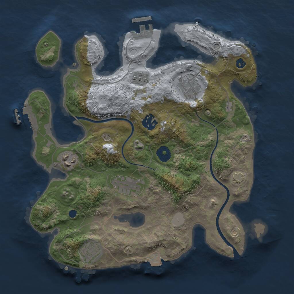 Rust Map: Procedural Map, Size: 3000, Seed: 27853, 11 Monuments