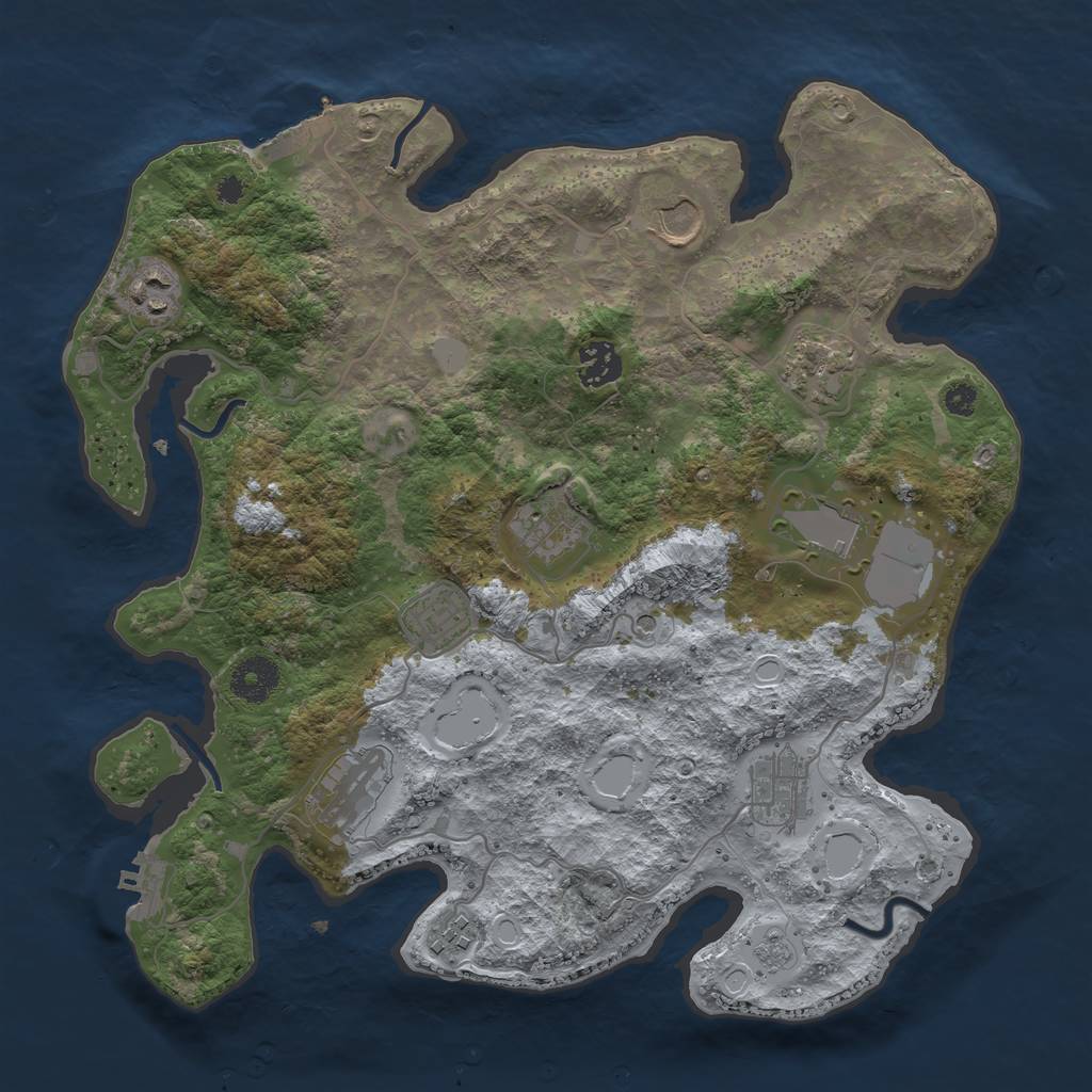 Rust Map: Procedural Map, Size: 3500, Seed: 1085328303, 19 Monuments