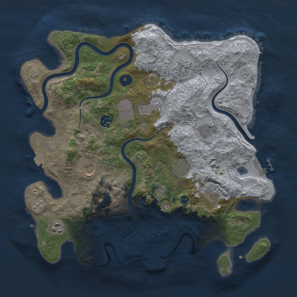 Rust Map: Procedural Map, Size: 3700, Seed: 1943272107, 15 Monuments