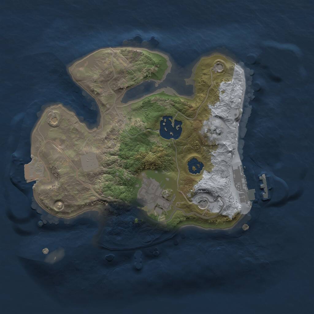 Rust Map: Procedural Map, Size: 2000, Seed: 9378, 5 Monuments