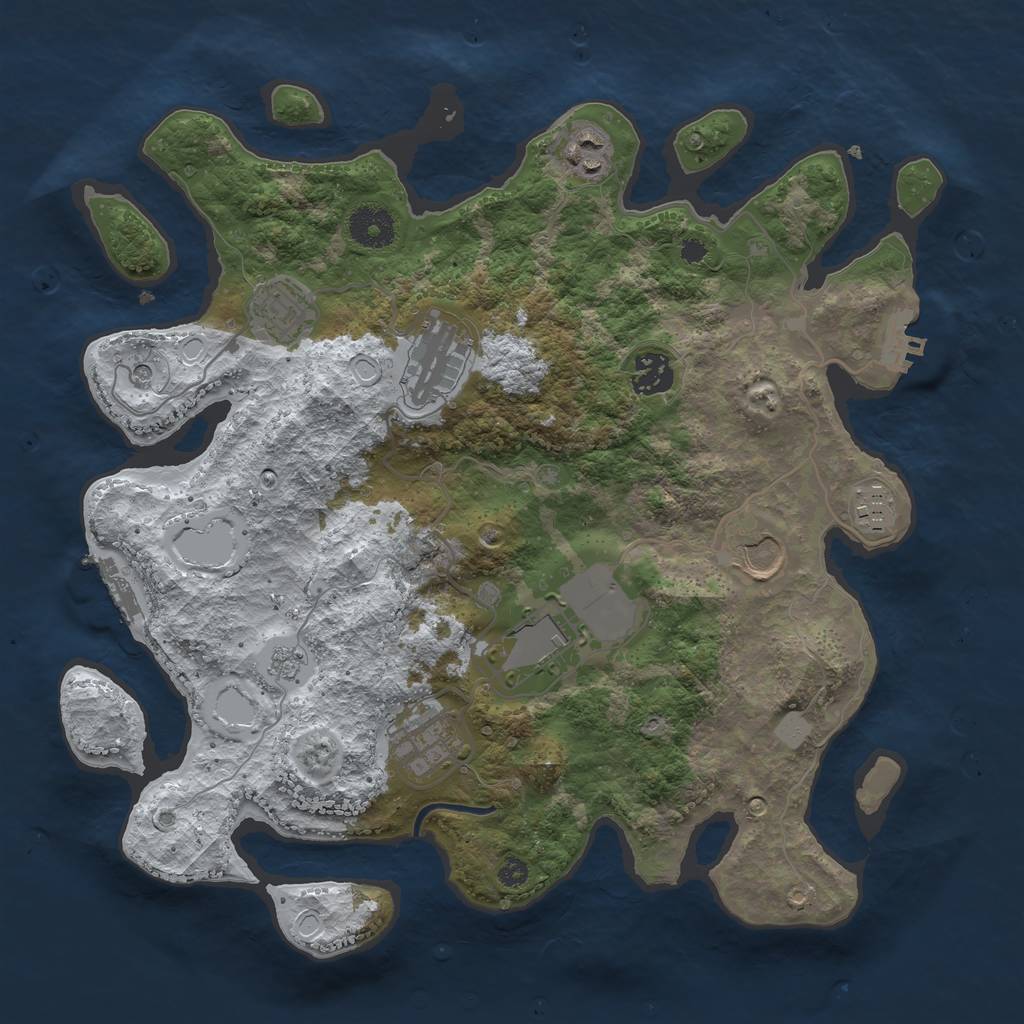 Rust Map: Procedural Map, Size: 3500, Seed: 124324234, 17 Monuments