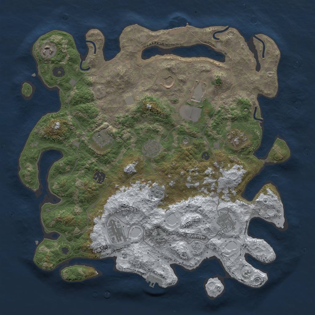 Rust Map: Procedural Map, Size: 4000, Seed: 374464404, 19 Monuments