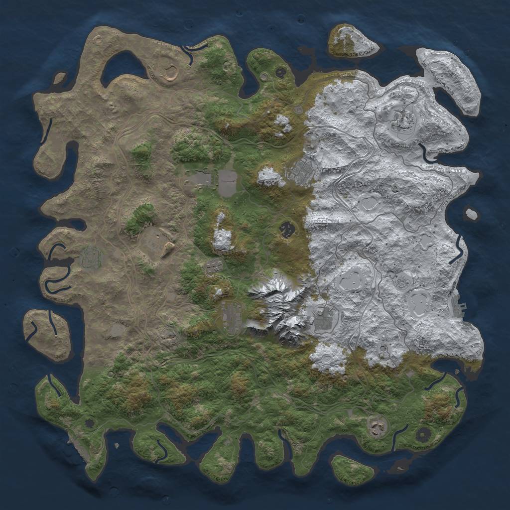 Rust Map: Procedural Map, Size: 5000, Seed: 541064, 20 Monuments