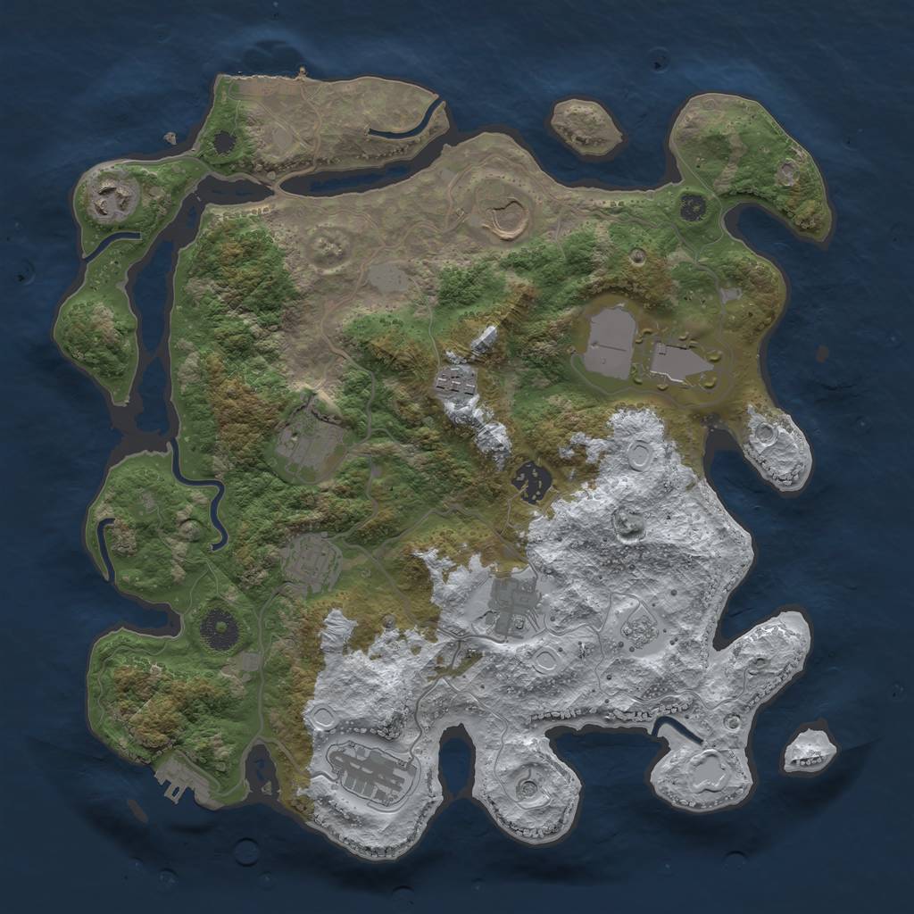 Rust Map: Procedural Map, Size: 3500, Seed: 1918650345, 18 Monuments