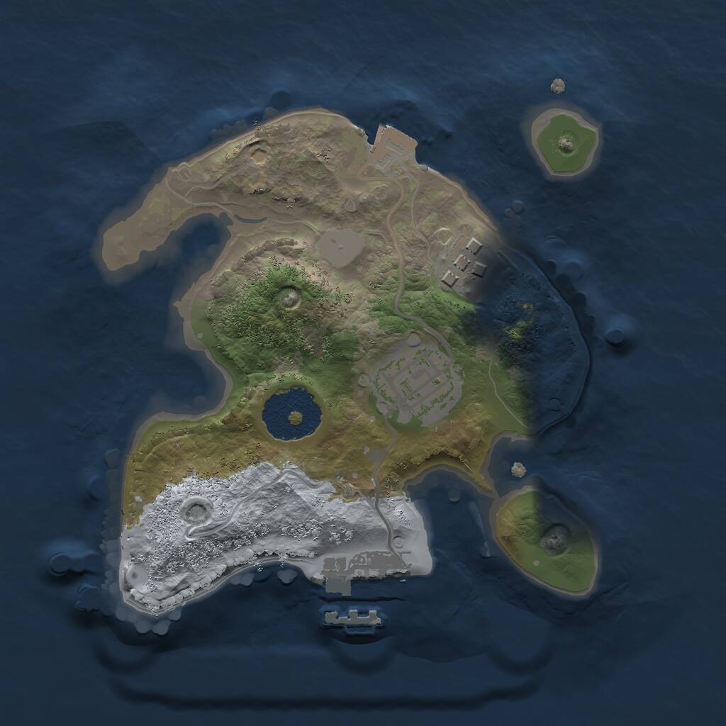 Rust Map: Procedural Map, Size: 2000, Seed: 4325, 4 Monuments