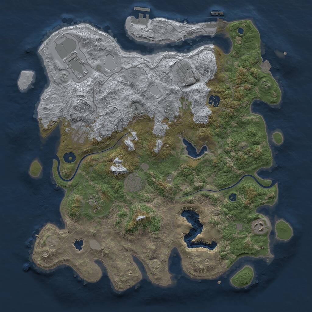 Rust Map: Procedural Map, Size: 4000, Seed: 898625, 14 Monuments