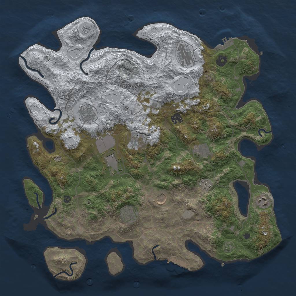 Rust Map: Procedural Map, Size: 4000, Seed: 21748, 19 Monuments