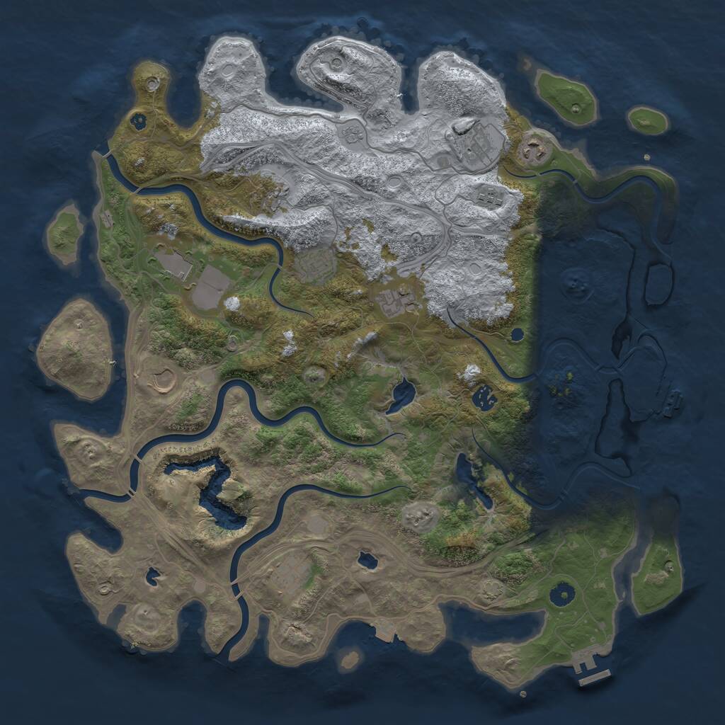 Rust Map: Procedural Map, Size: 4500, Seed: 1129, 16 Monuments