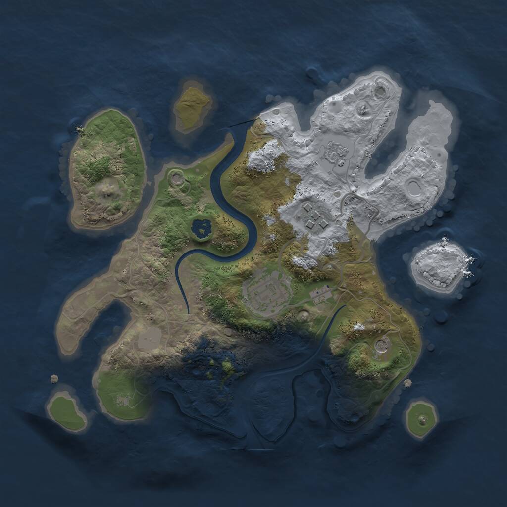 Rust Map: Procedural Map, Size: 2500, Seed: 3456, 5 Monuments
