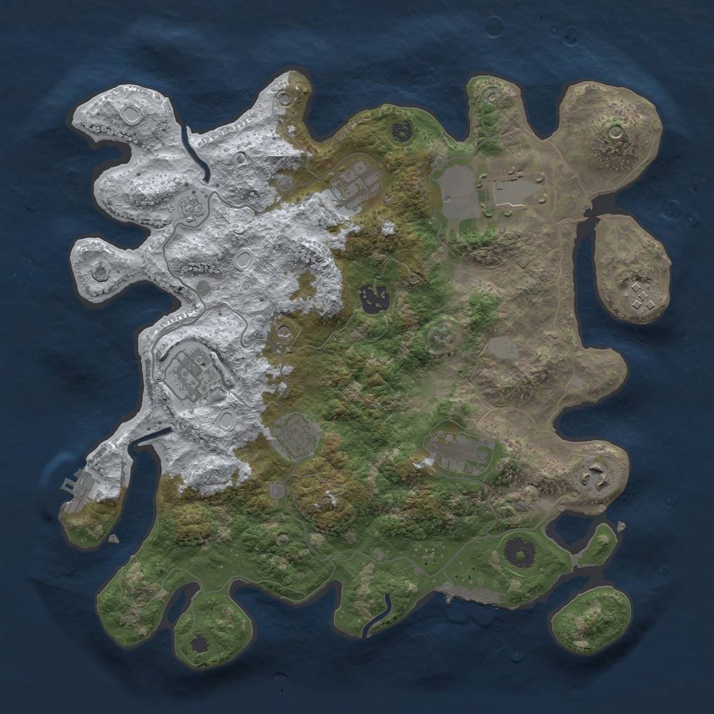 Rust Map: Procedural Map, Size: 3500, Seed: 281, 17 Monuments
