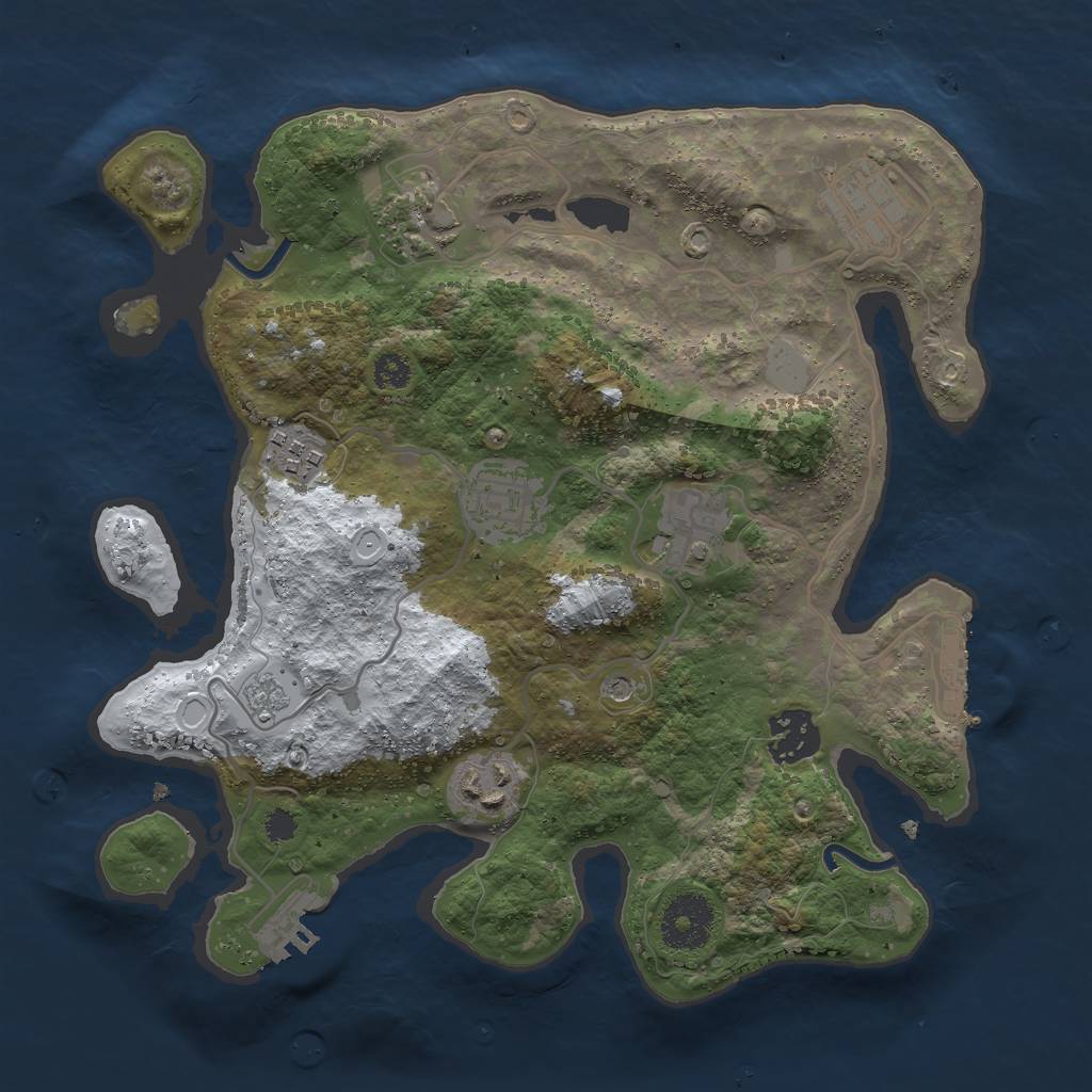 Rust Map: Procedural Map, Size: 3000, Seed: 2442899, 16 Monuments