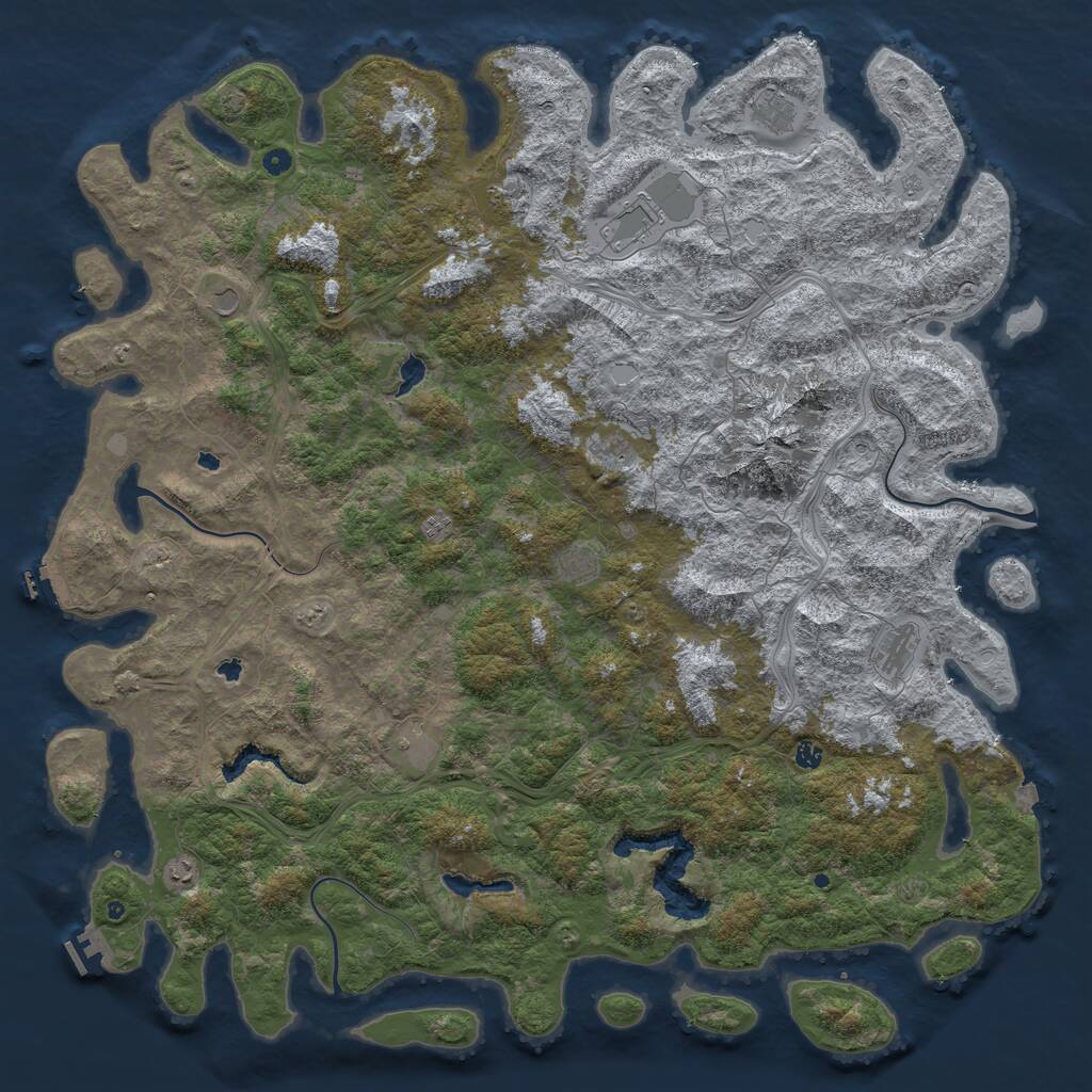 Rust Map: Procedural Map, Size: 6000, Seed: 251635745, 17 Monuments