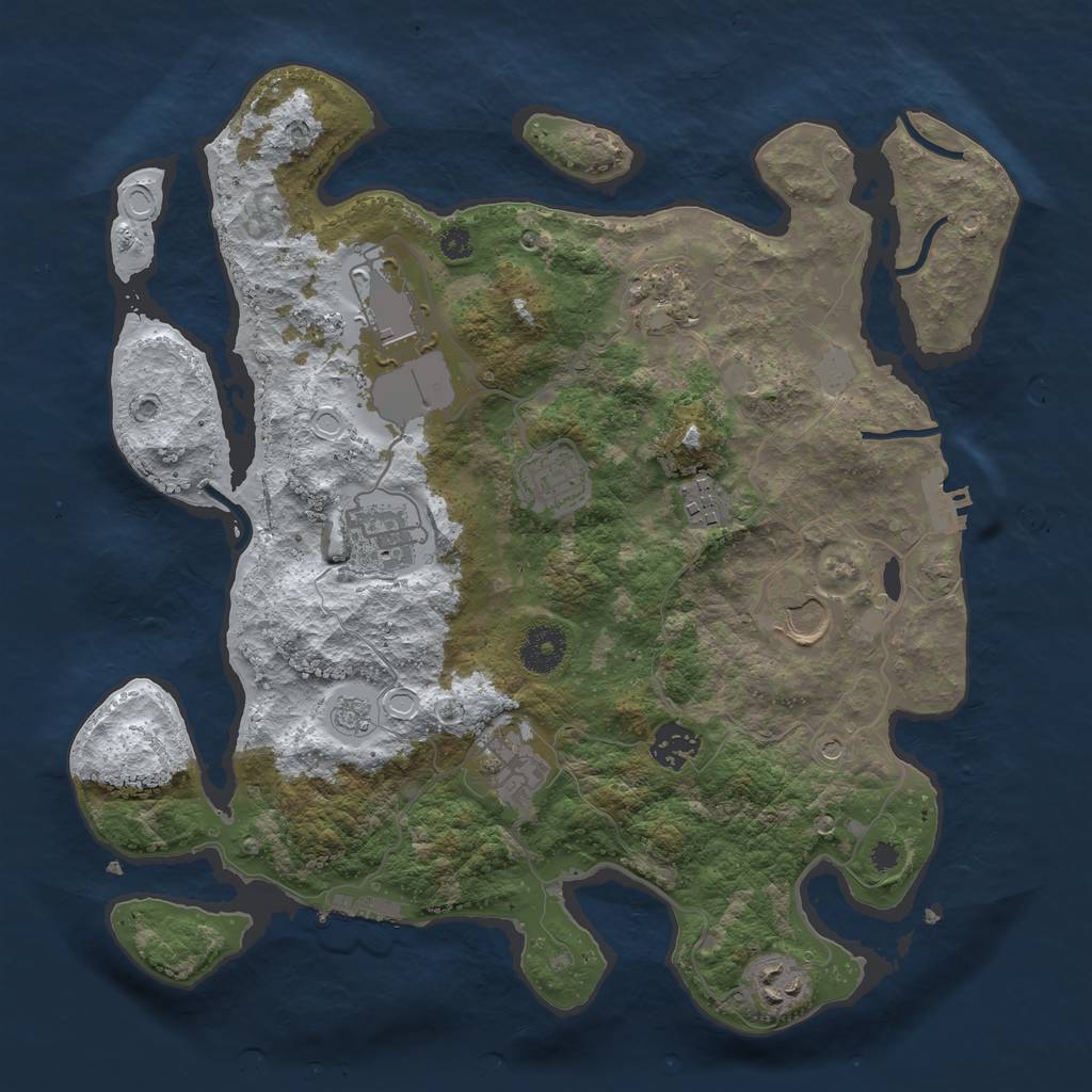 Rust Map: Procedural Map, Size: 3500, Seed: 691020859, 18 Monuments