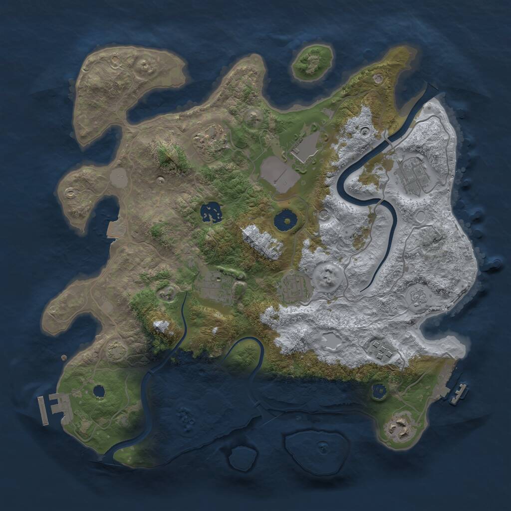 Rust Map: Procedural Map, Size: 3500, Seed: 1803245328, 14 Monuments