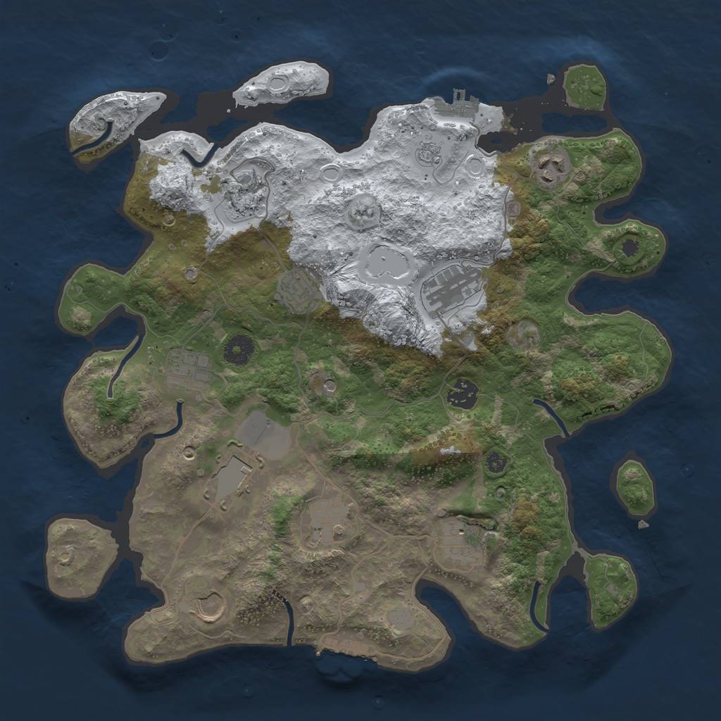 Rust Map: Procedural Map, Size: 3600, Seed: 1758748342, 19 Monuments