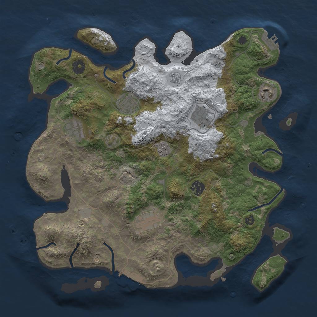 Rust Map: Procedural Map, Size: 3400, Seed: 1046595079, 16 Monuments