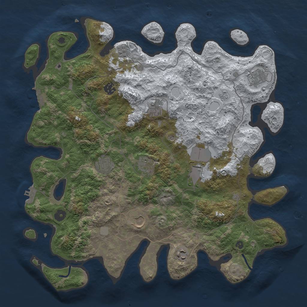 Rust Map: Procedural Map, Size: 4000, Seed: 288843, 18 Monuments