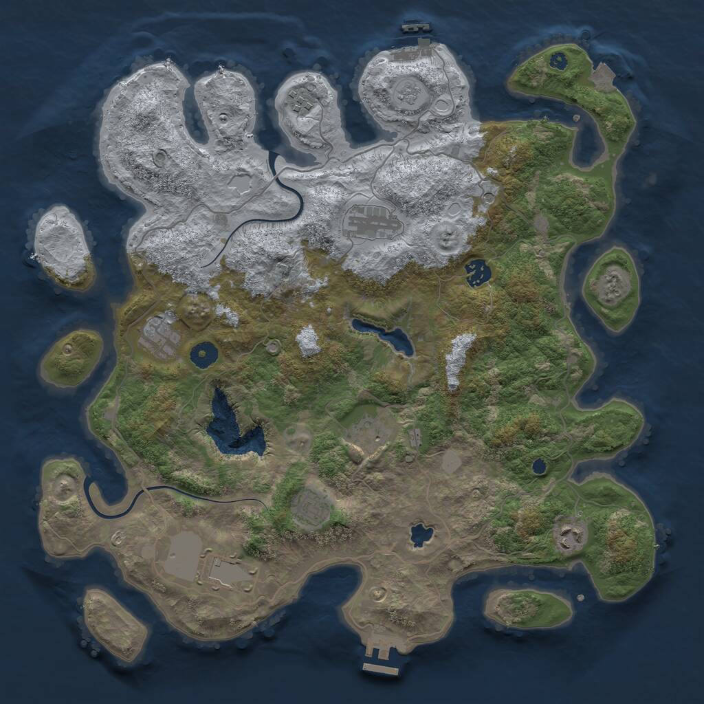 Rust Map: Procedural Map, Size: 4000, Seed: 832641, 13 Monuments