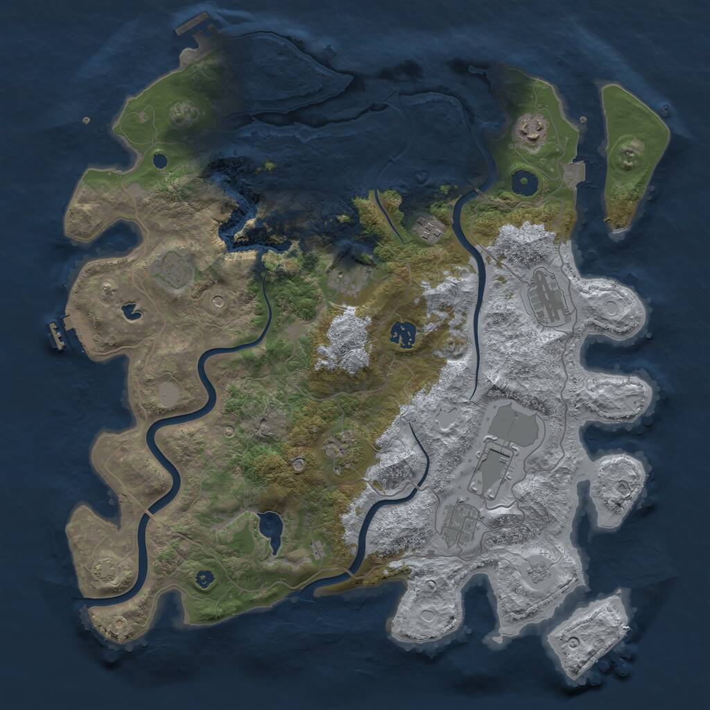 Rust Map: Procedural Map, Size: 4000, Seed: 872029, 15 Monuments
