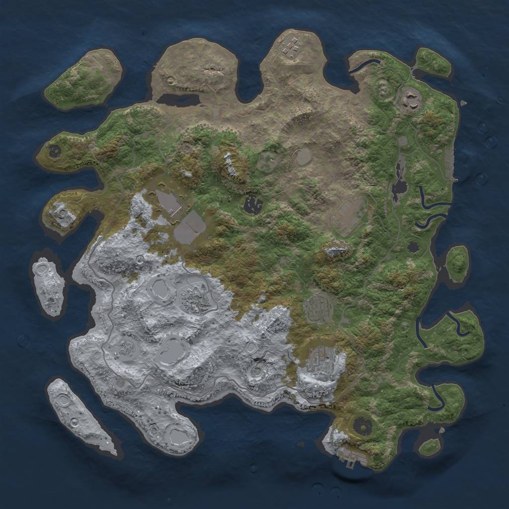 Rust Map: Procedural Map, Size: 4000, Seed: 563832, 17 Monuments