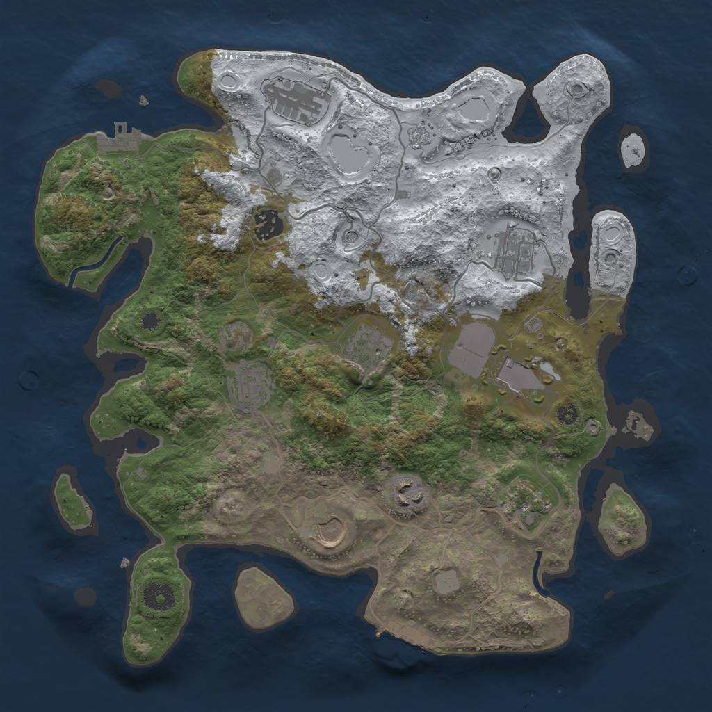 Rust Map: Procedural Map, Size: 3500, Seed: 1096093718, 18 Monuments