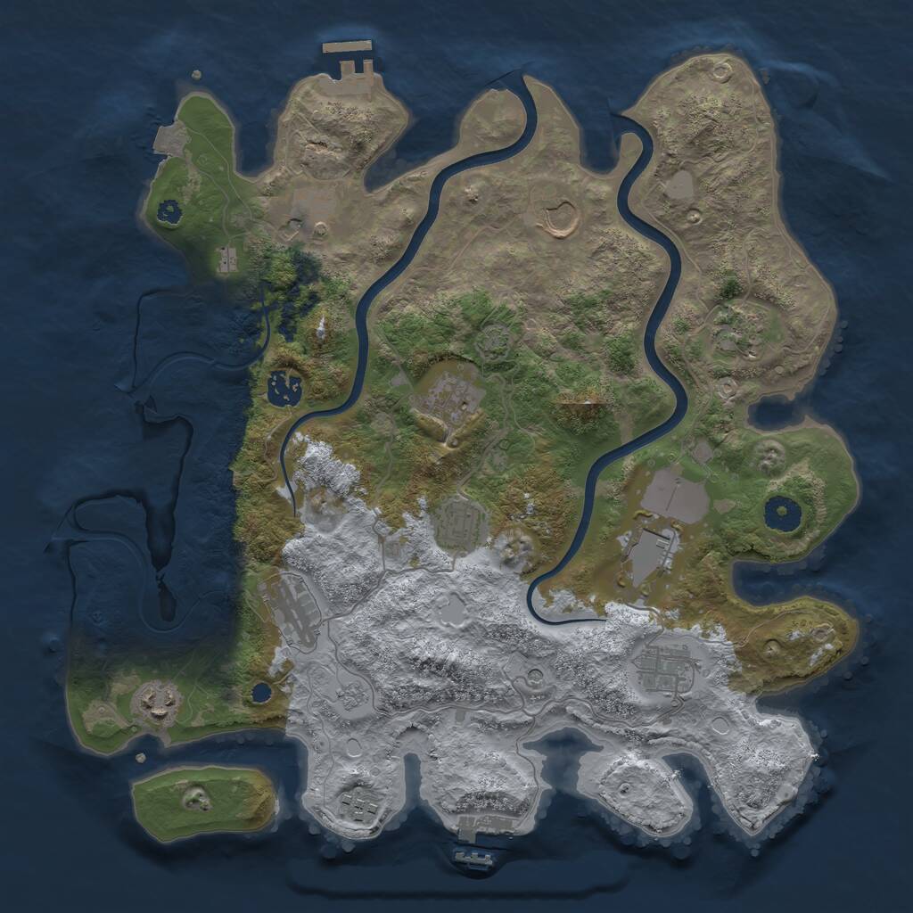 Rust Map: Procedural Map, Size: 3750, Seed: 1626880506, 17 Monuments