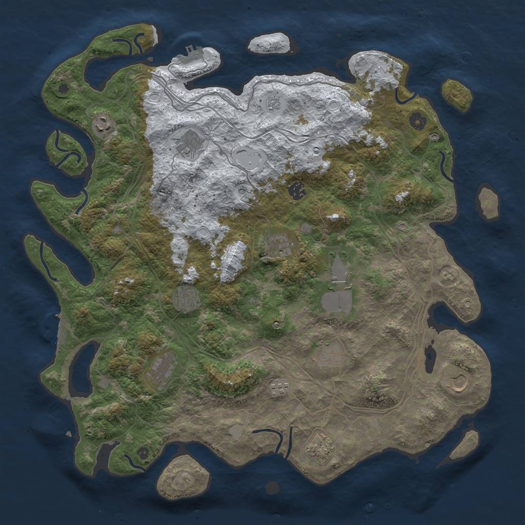 Rust Map: Procedural Map, Size: 4500, Seed: 992085759, 20 Monuments