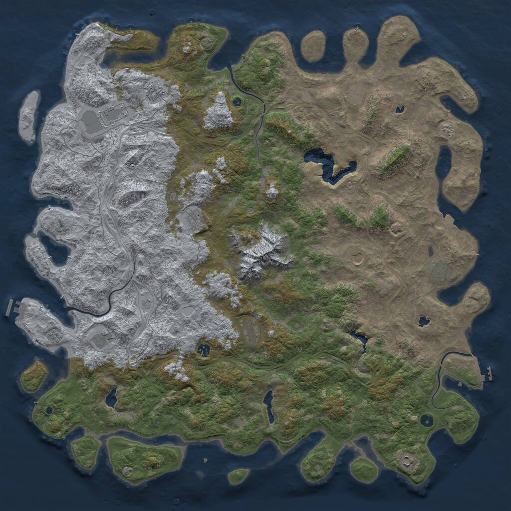 Rust Map: Procedural Map, Size: 6000, Seed: 1937030410, 17 Monuments