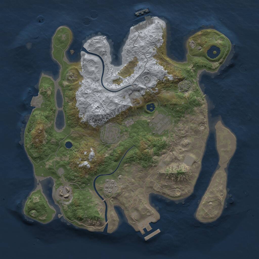 Rust Map: Procedural Map, Size: 3000, Seed: 30838, 9 Monuments
