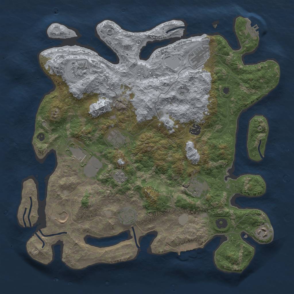 Rust Map: Procedural Map, Size: 3900, Seed: 89453712, 19 Monuments