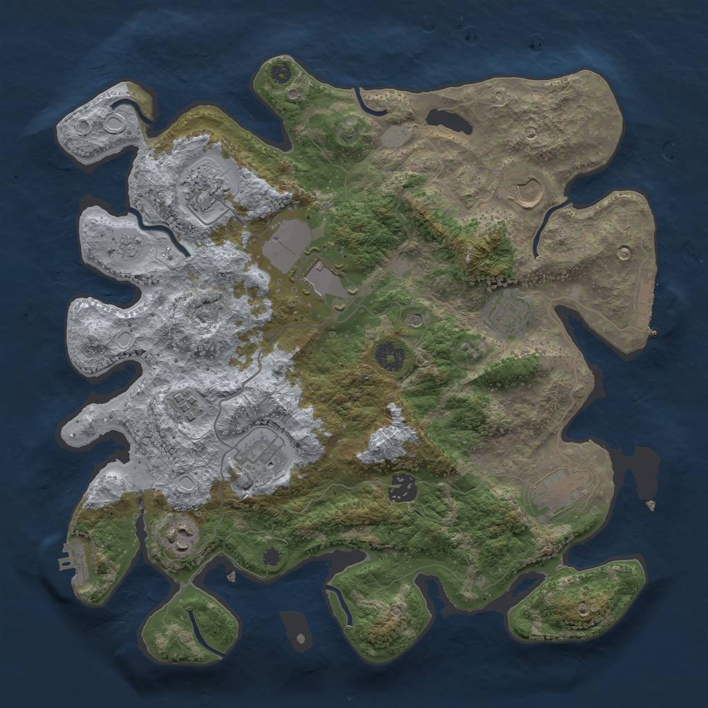 Rust Map: Procedural Map, Size: 3550, Seed: 230597, 18 Monuments