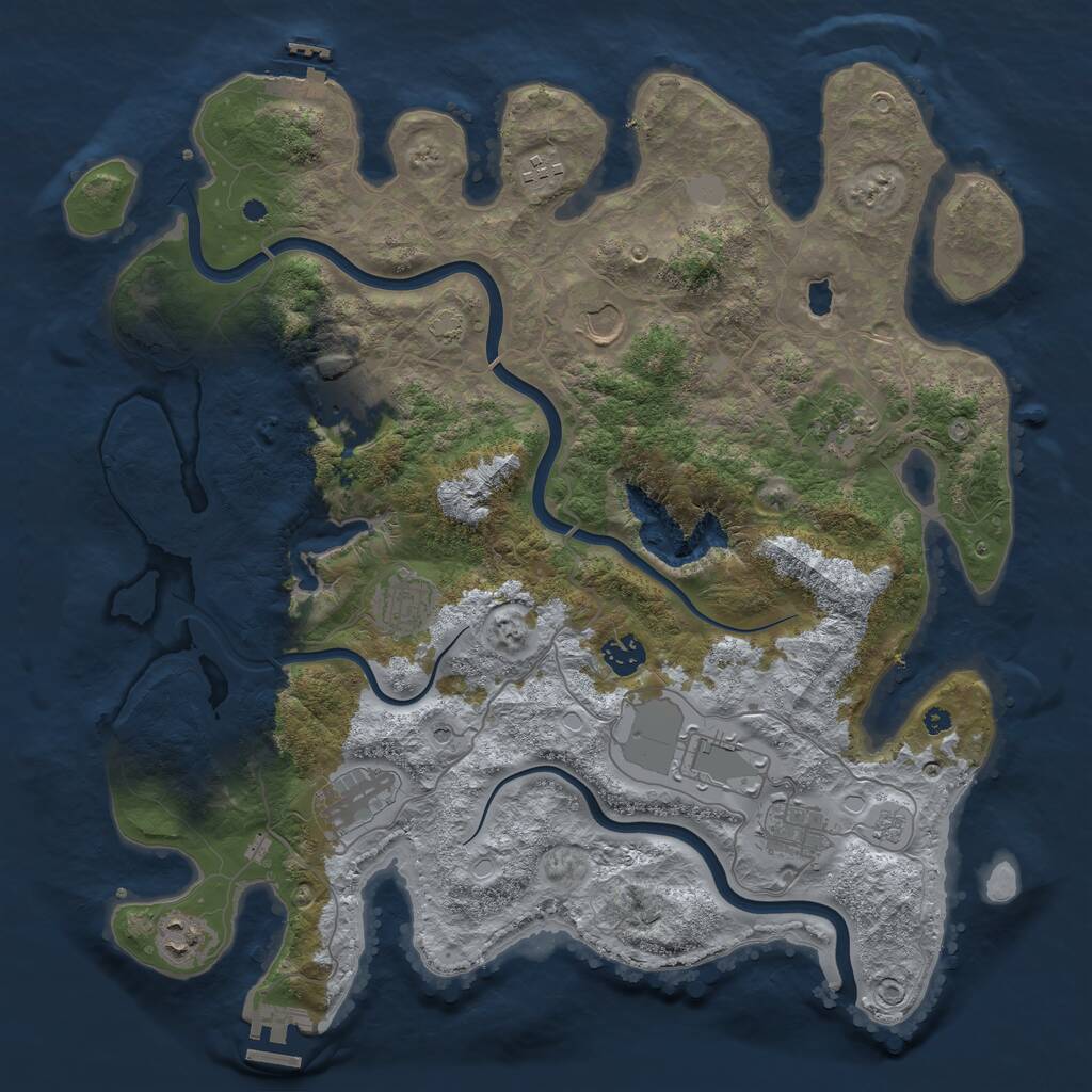 Rust Map: Procedural Map, Size: 4000, Seed: 62291445, 16 Monuments
