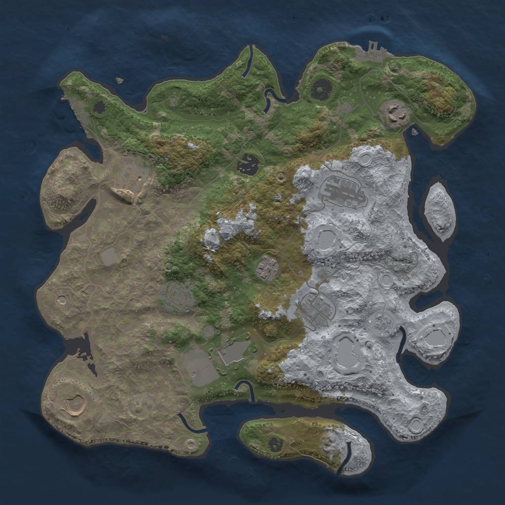 Rust Map: Procedural Map, Size: 3550, Seed: 22999, 18 Monuments