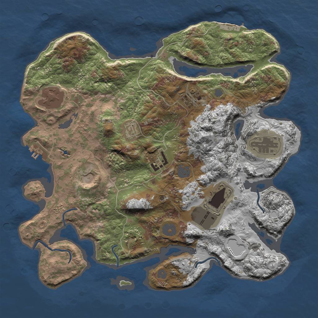 Rust Map: Procedural Map, Size: 3500, Seed: 215, 15 Monuments