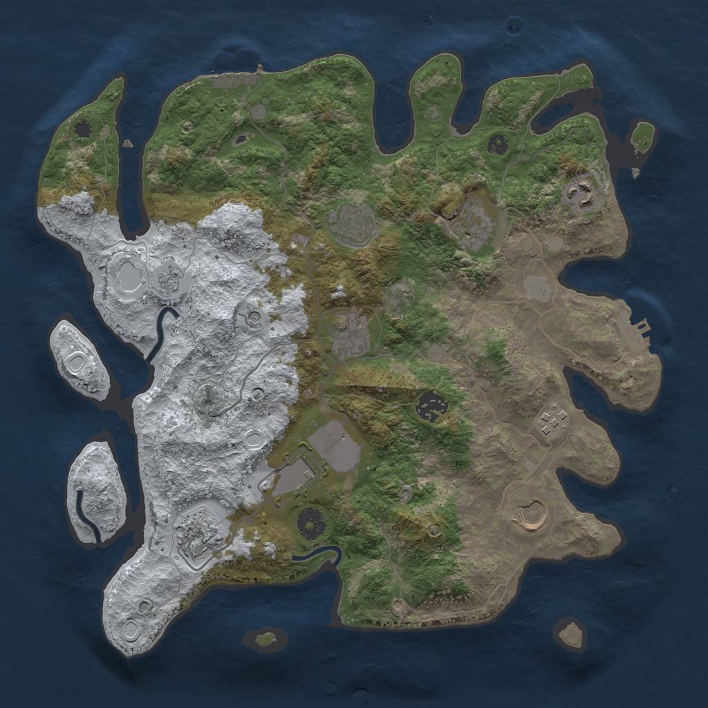 Rust Map: Procedural Map, Size: 3550, Seed: 217317, 18 Monuments