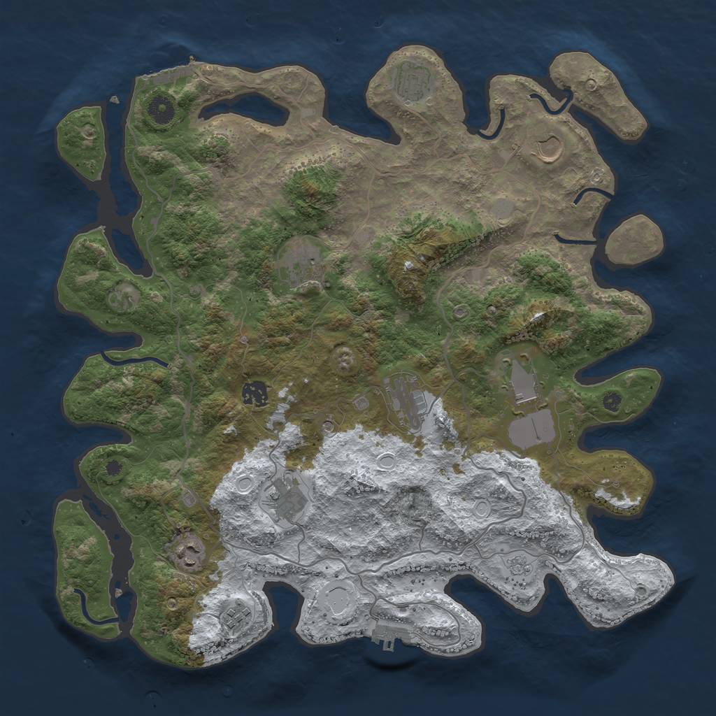 Rust Map: Procedural Map, Size: 4000, Seed: 6955, 18 Monuments