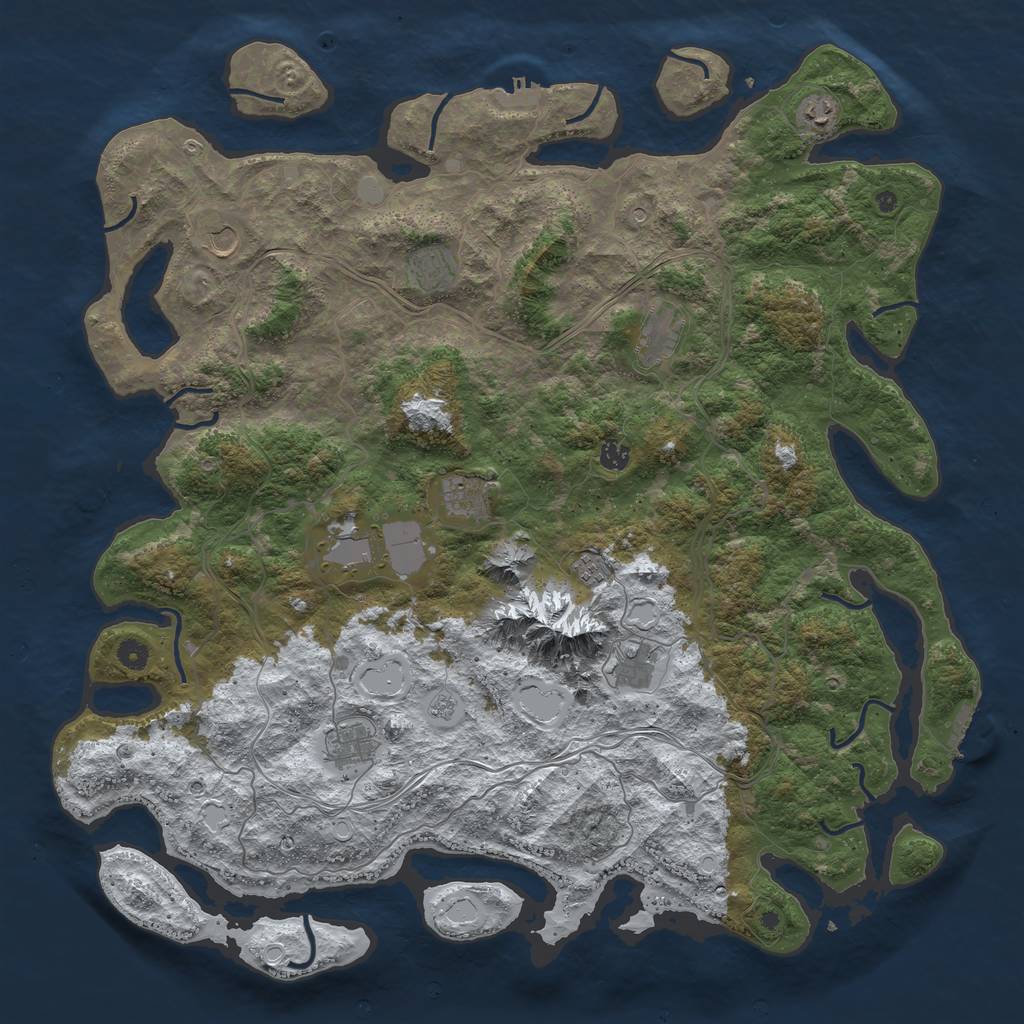 Rust Map: Procedural Map, Size: 5000, Seed: 1148, 19 Monuments