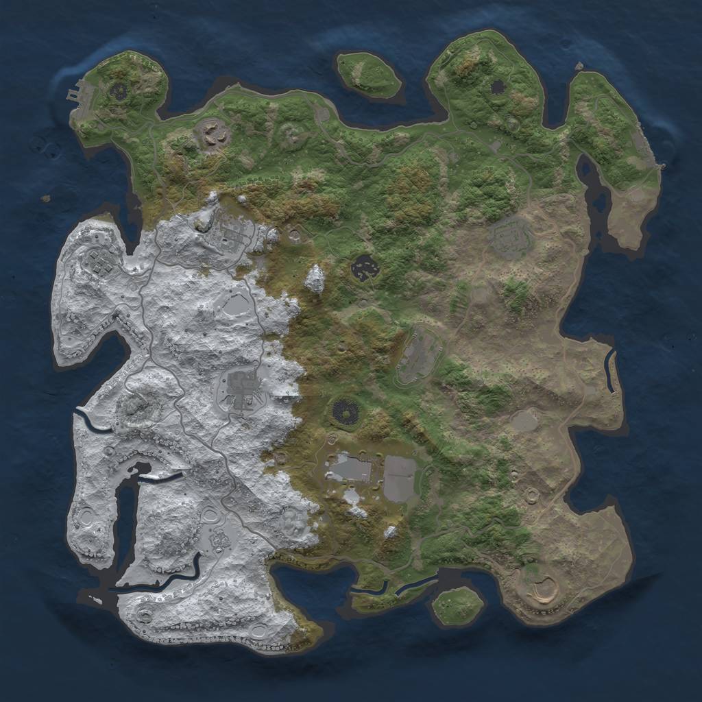 Rust Map: Procedural Map, Size: 4000, Seed: 2415232, 18 Monuments