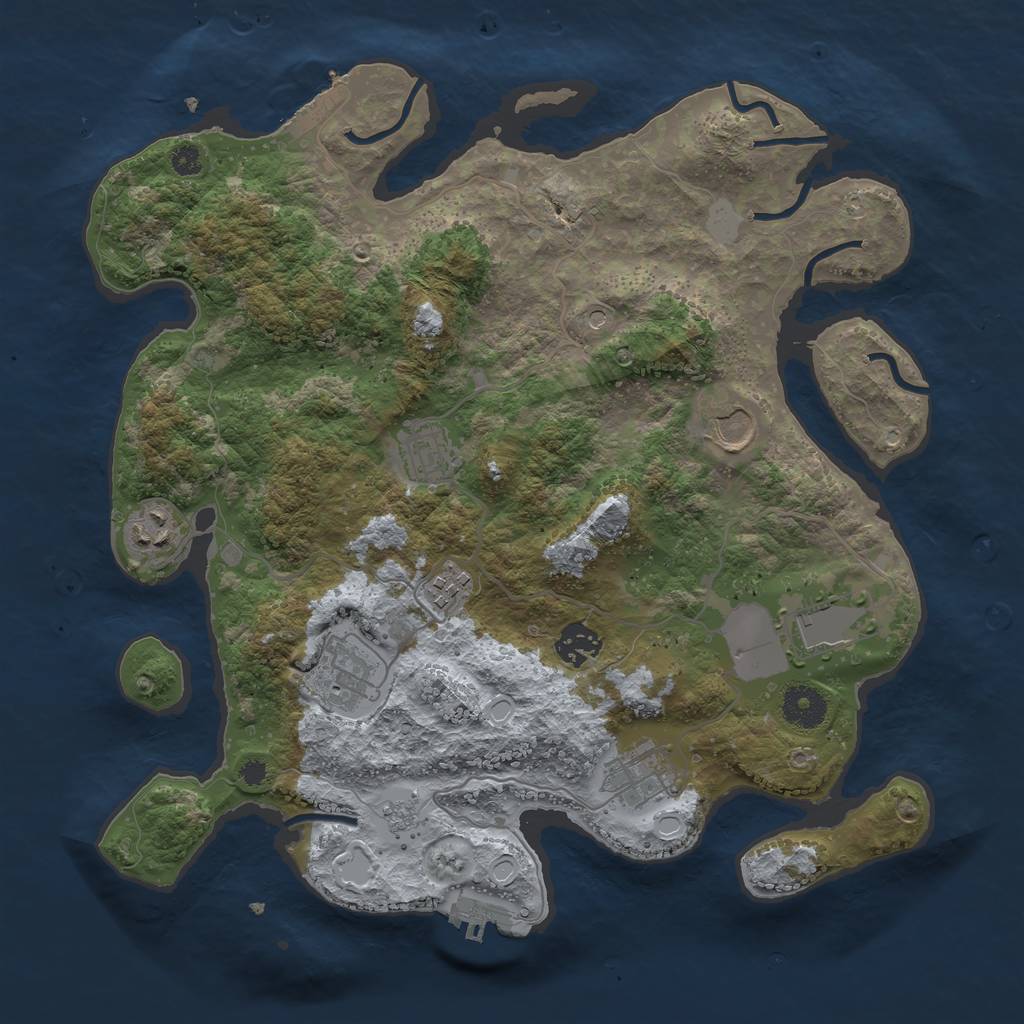 Rust Map: Procedural Map, Size: 3550, Seed: 356144, 17 Monuments