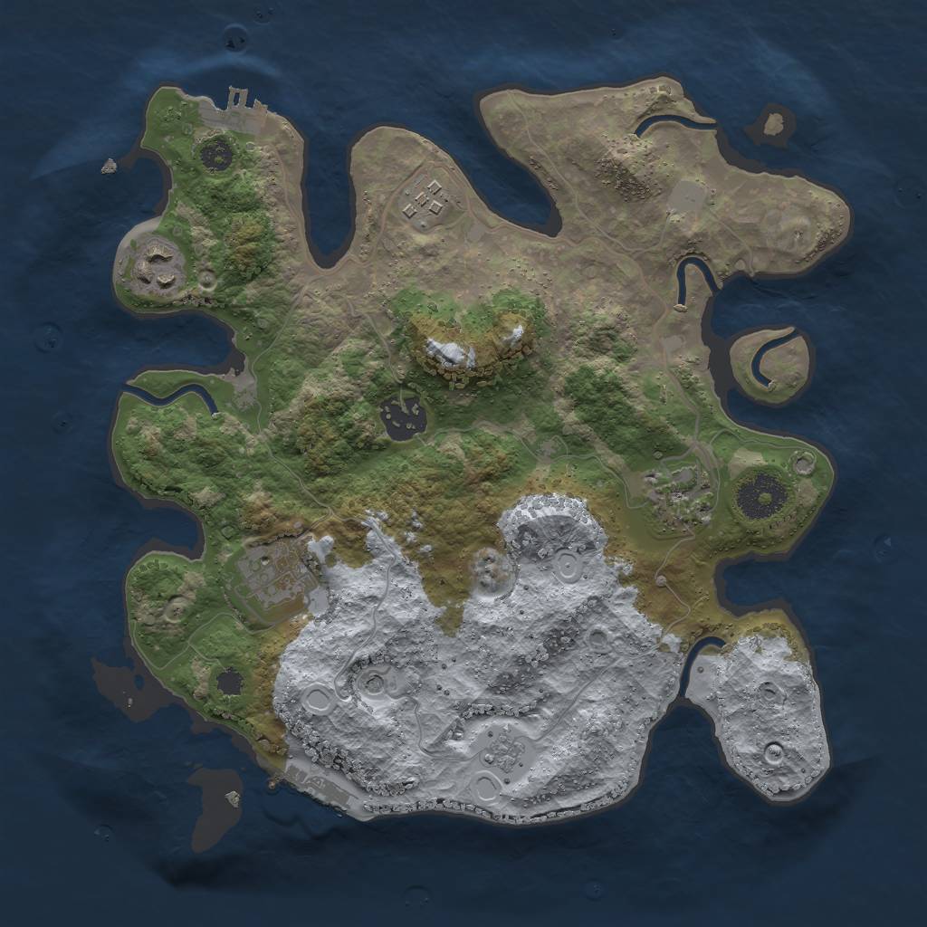 Rust Map: Procedural Map, Size: 3000, Seed: 21411, 14 Monuments