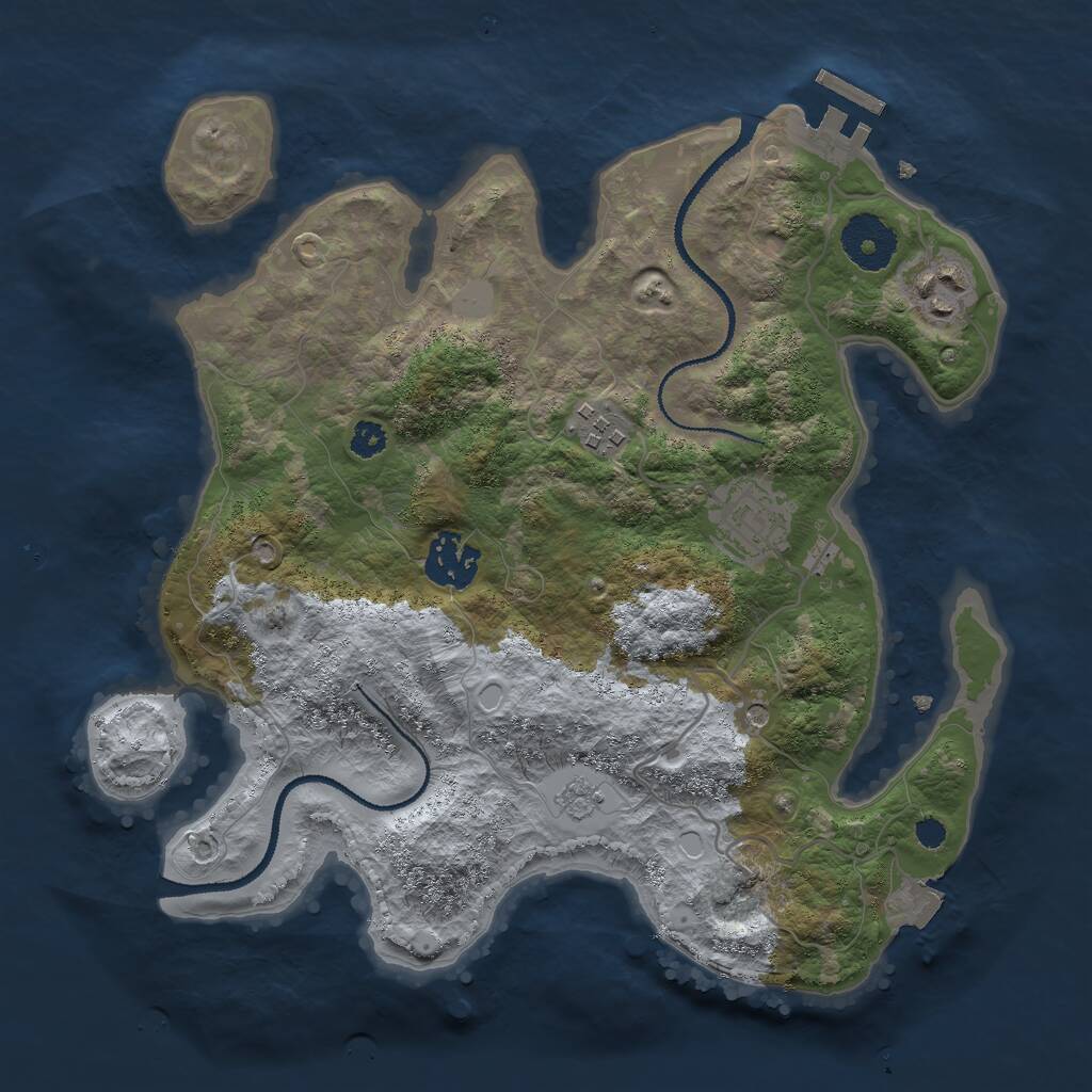 Rust Map: Procedural Map, Size: 3000, Seed: 1806923223, 8 Monuments