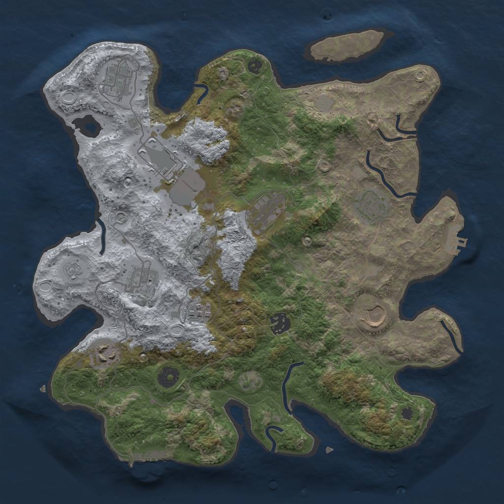 Rust Map: Procedural Map, Size: 3550, Seed: 218076, 18 Monuments