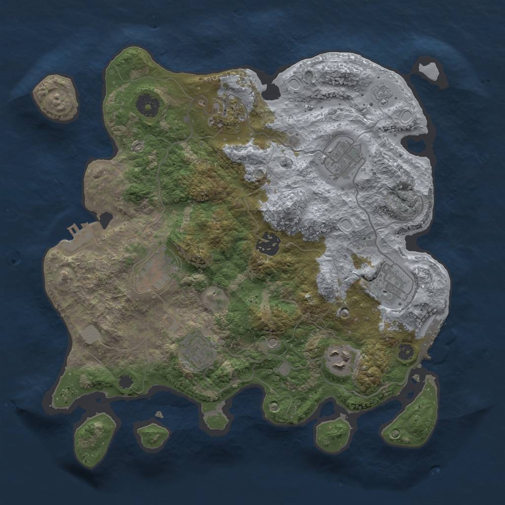 Rust Map: Procedural Map, Size: 3250, Seed: 1612567537, 16 Monuments