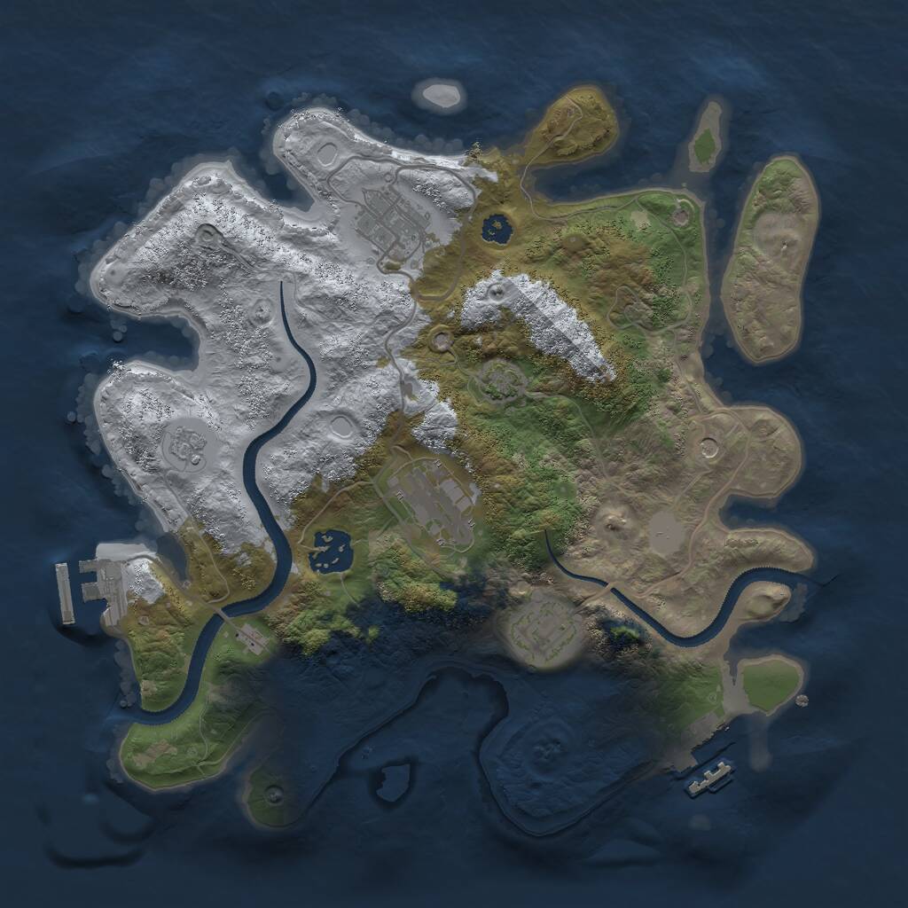 Rust Map: Procedural Map, Size: 3000, Seed: 88192, 10 Monuments