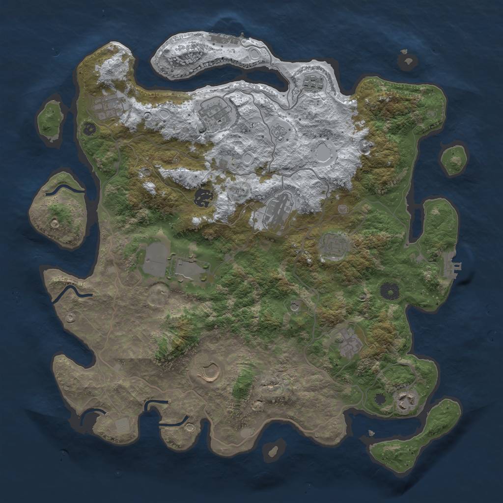 Rust Map: Procedural Map, Size: 4000, Seed: 1129, 19 Monuments