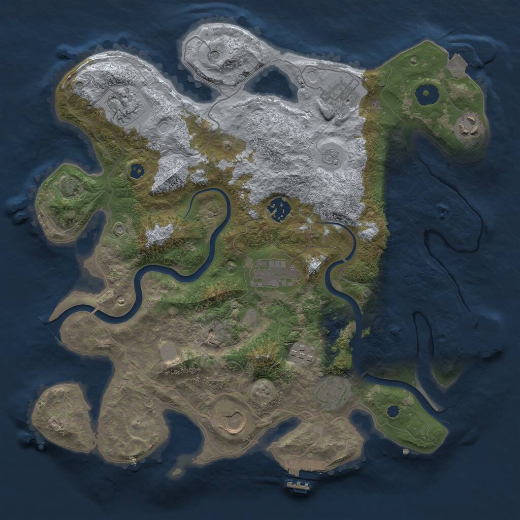 Rust Map: Procedural Map, Size: 3500, Seed: 709756744, 14 Monuments